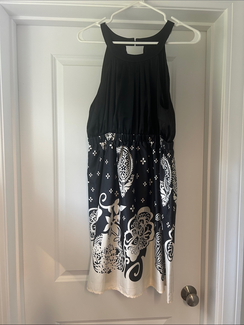Francesca's Collections Black & White Halter Midi Dress